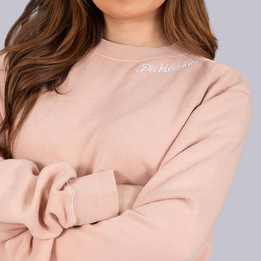Heritage Pickle-ball Embroidered Cursive Crew Neck Sweatshirt | Pickleball Sports
