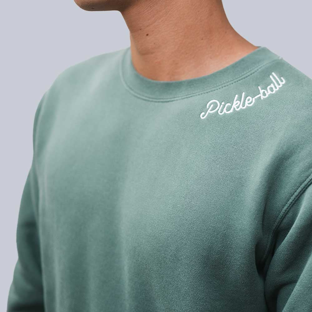 Heritage Pickle-ball Embroidered Cursive Crew Neck Sweatshirt | Pickleball Sports