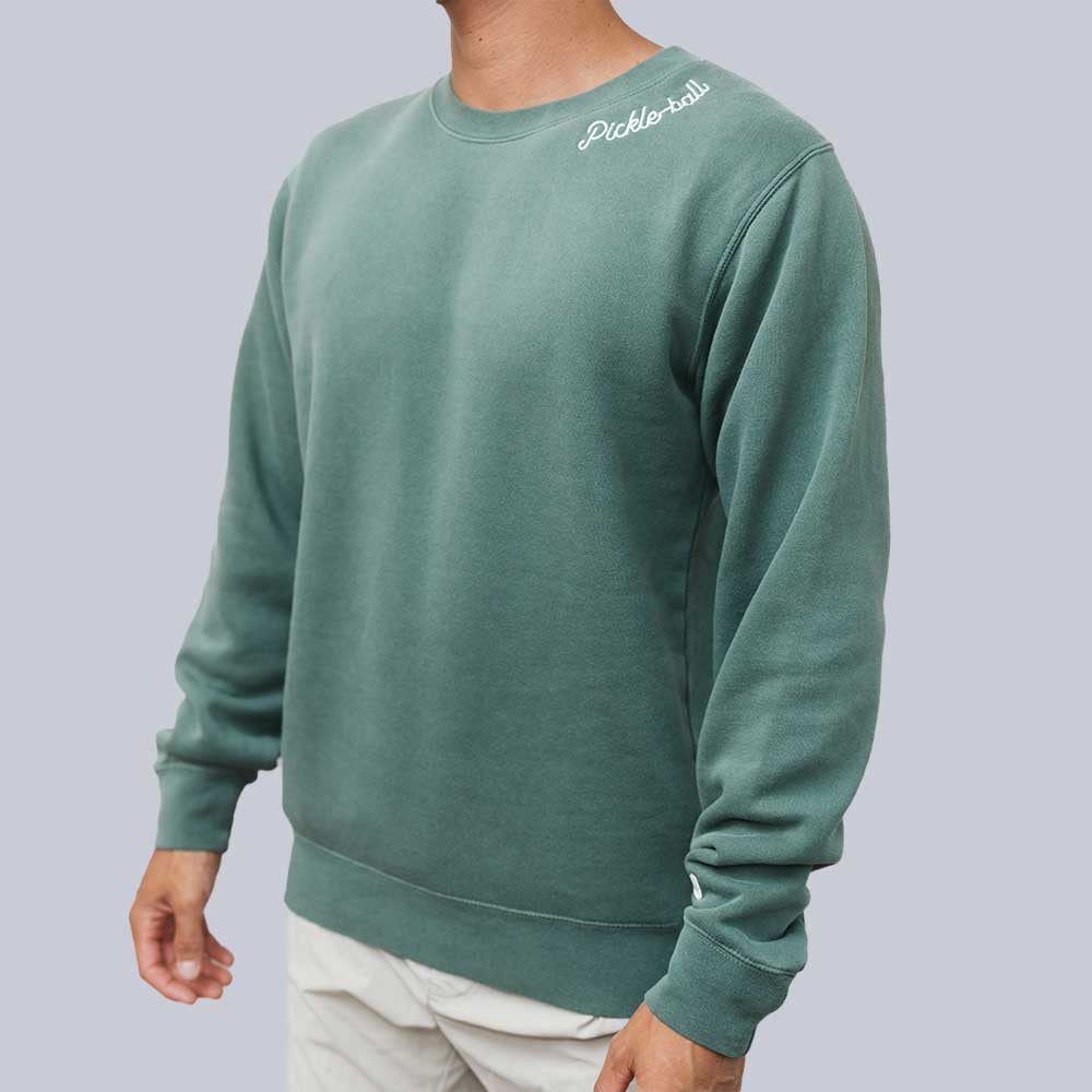 Heritage Pickle-ball Embroidered Cursive Crew Neck Sweatshirt | Pickleball Sports