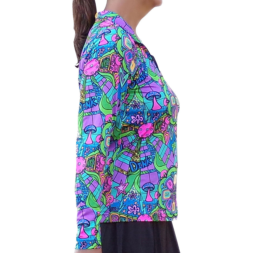 Pickleball Bella  Groovy Quarter Zip Long Sleeve Shirt | Pickleball Sports